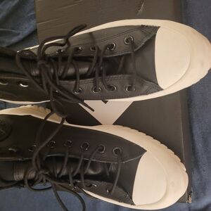 Converse Chuck Taylor All Star Platform Leather Sneakers - Black & White